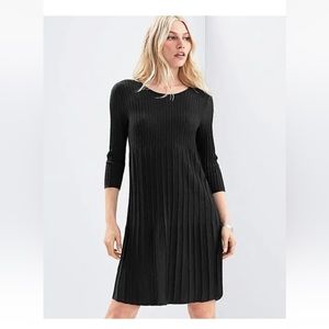 Eileen Fisher Black 100% Wool Long Sleeve Stretchy Dress Size SP
